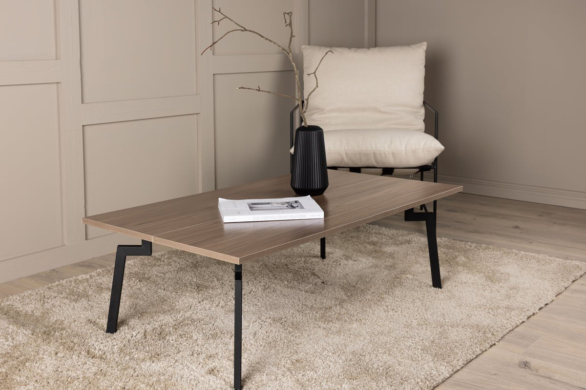 Table basse Hator - avec cadre en acier et aspect noyer