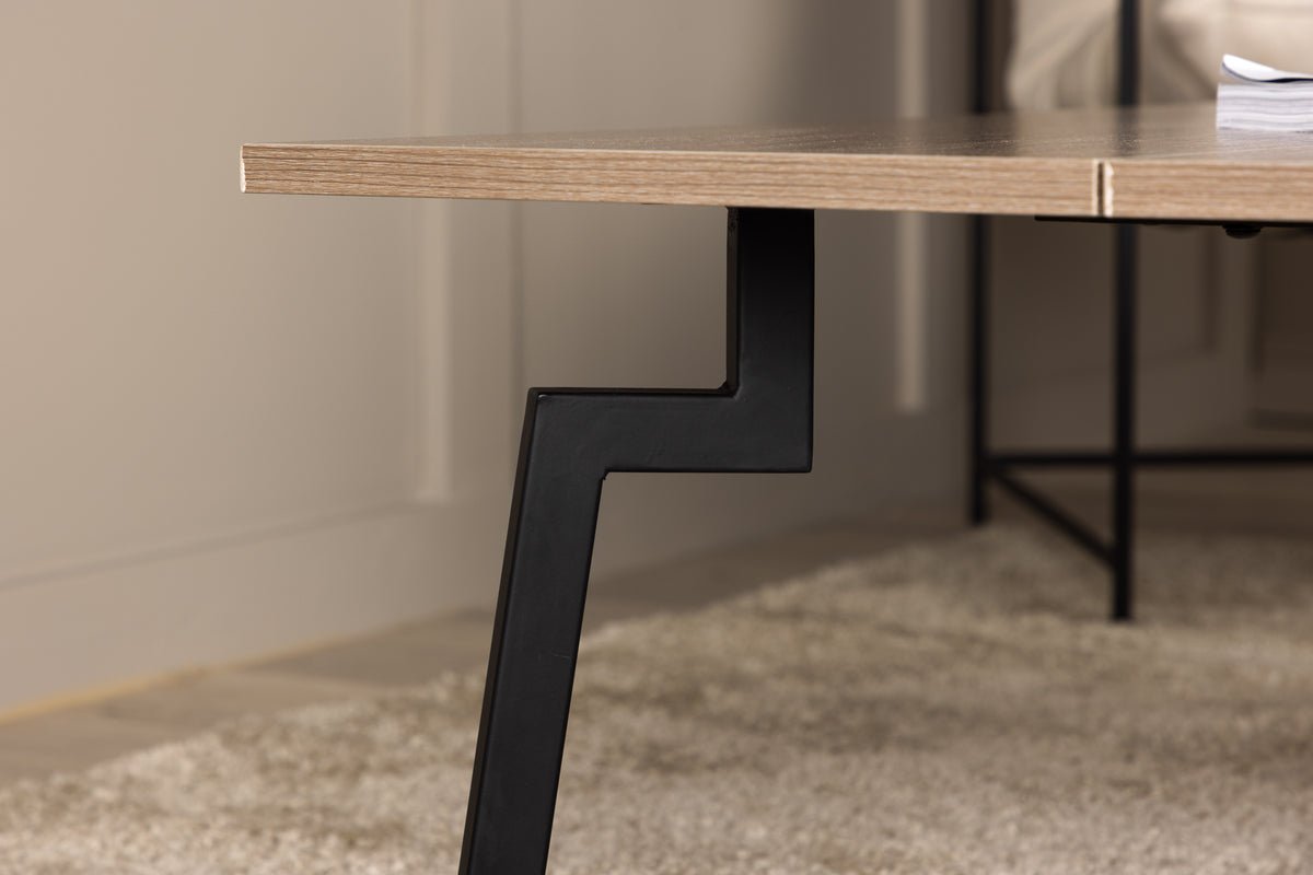 Table basse Hator - avec cadre en acier et aspect noyer