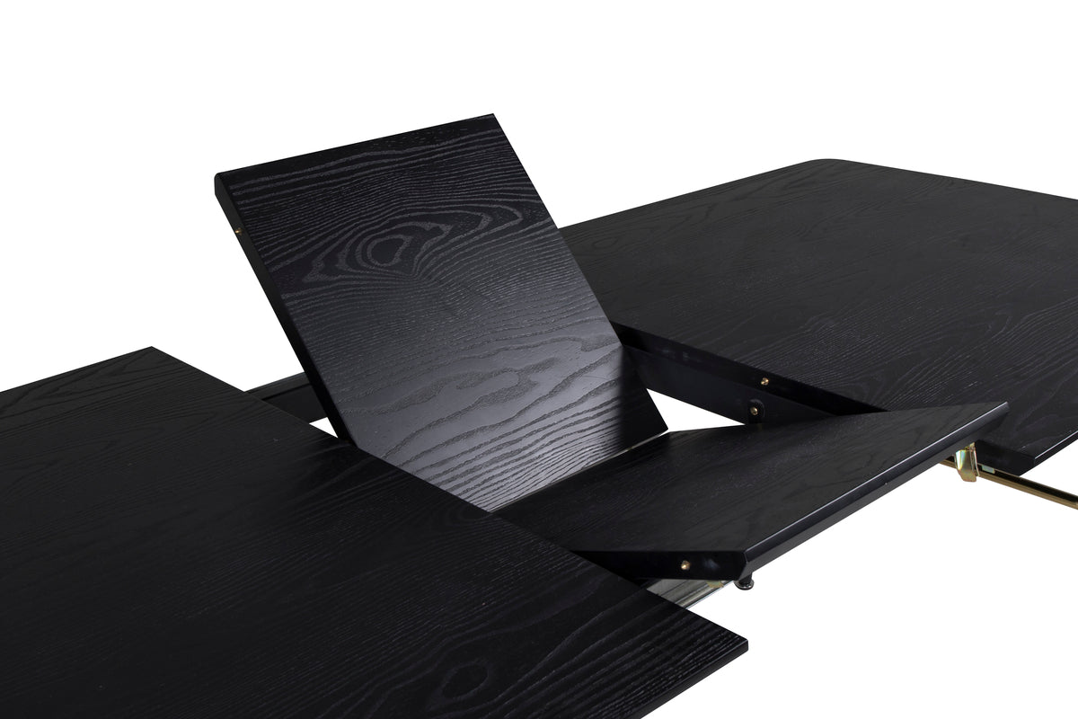 Table à manger Ilyra - élégants détails en laiton et aspect bois