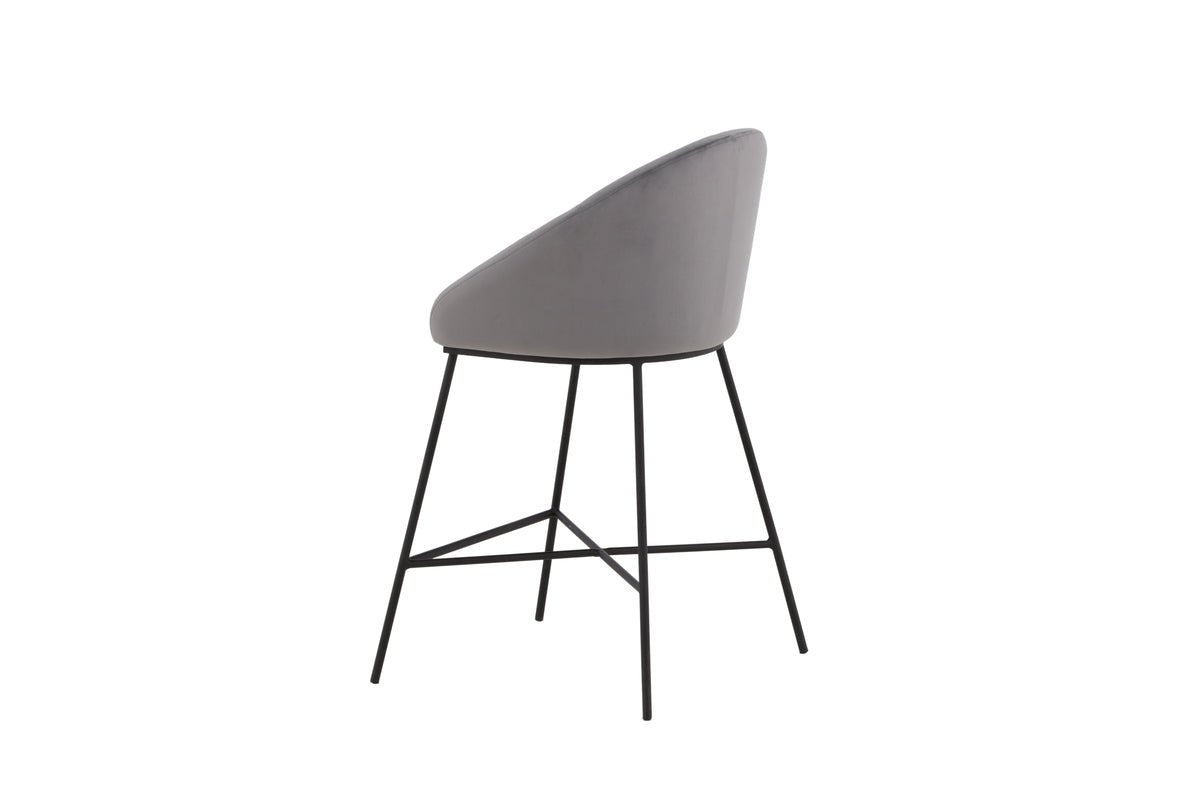 Tabouret de bar Viola - en Métal avec revêtement en velours gris foncé