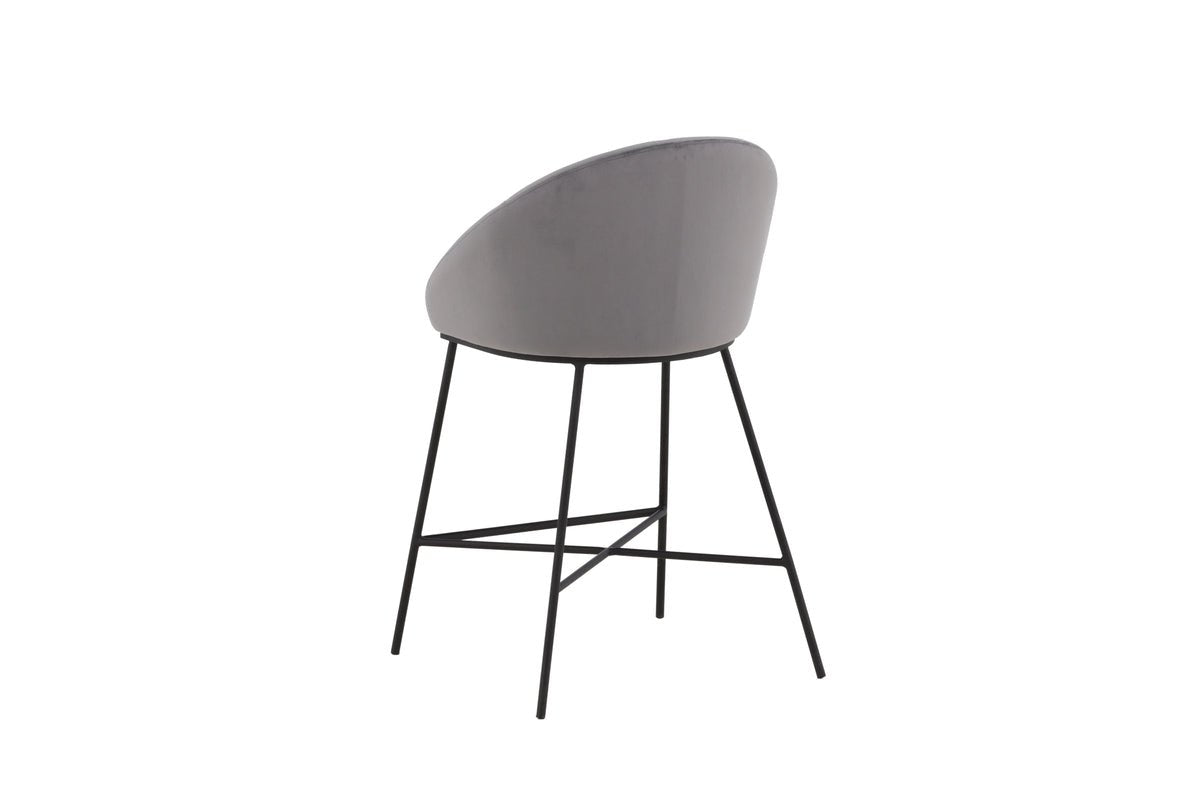 Tabouret de bar Viola - en Métal avec revêtement en velours gris foncé