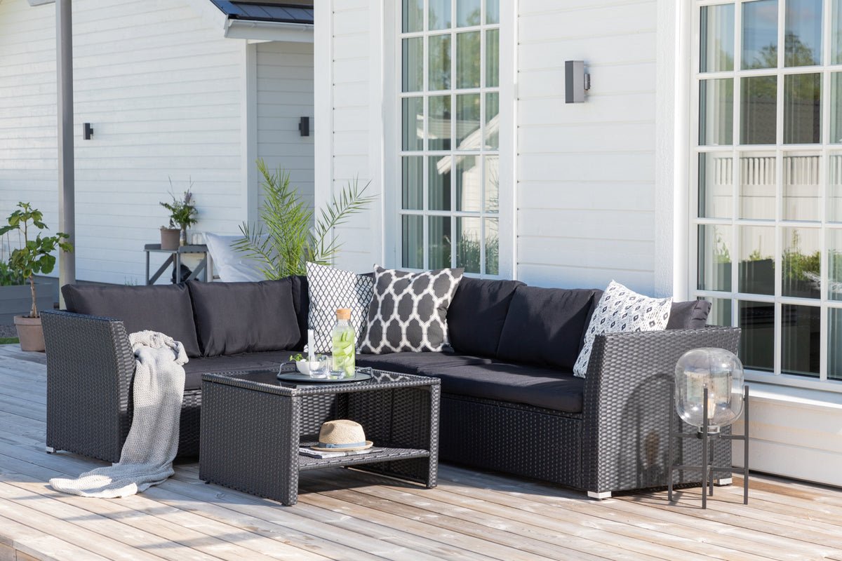 Ensemble lounge de jardin Komfi - au choix avec coussins noirs ou blancs