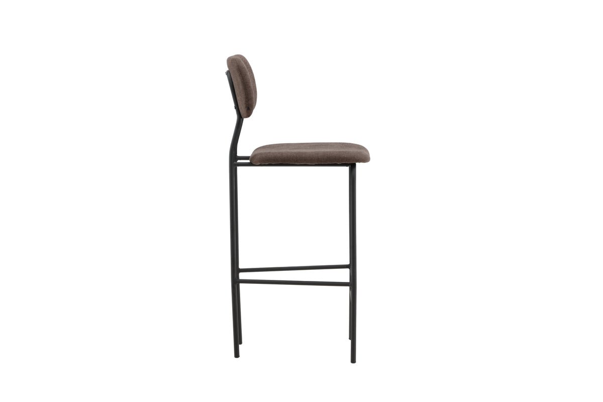 Ensemble de 2 tabourets de bar Leyla noir revêtu avec assise marron
