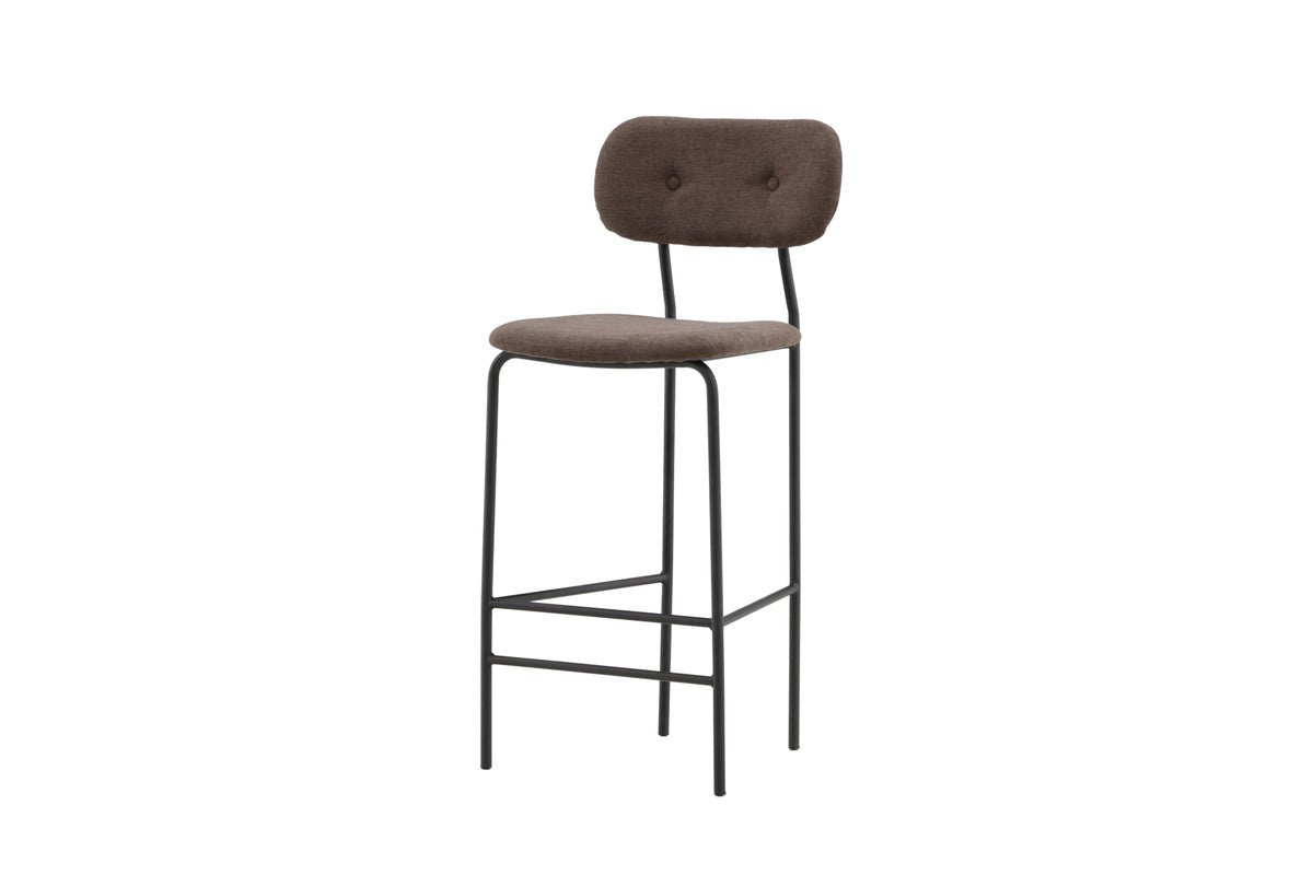 Ensemble de 2 tabourets de bar Leyla noir revêtu avec assise marron