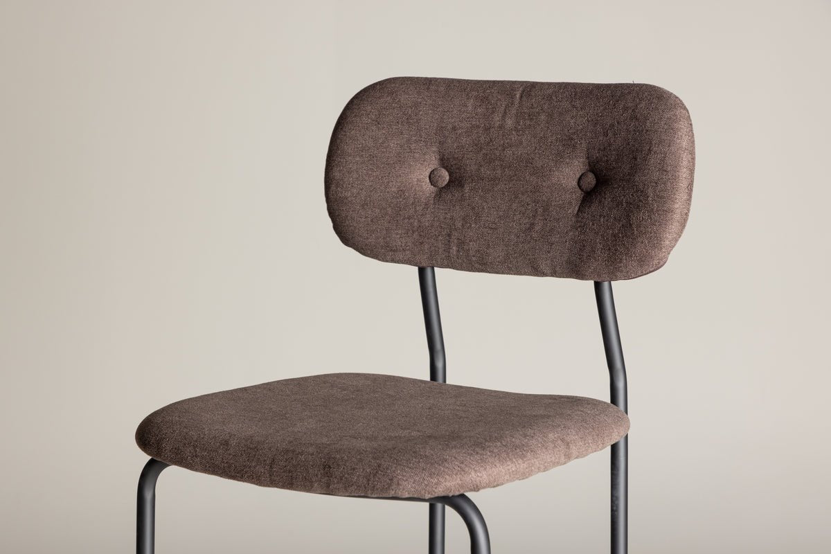 Ensemble de 2 tabourets de bar Leyla noir revêtu avec assise marron