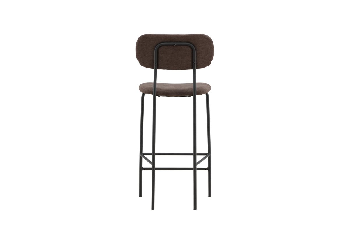Ensemble de 2 tabourets de bar Leyla noir revêtu avec assise marron