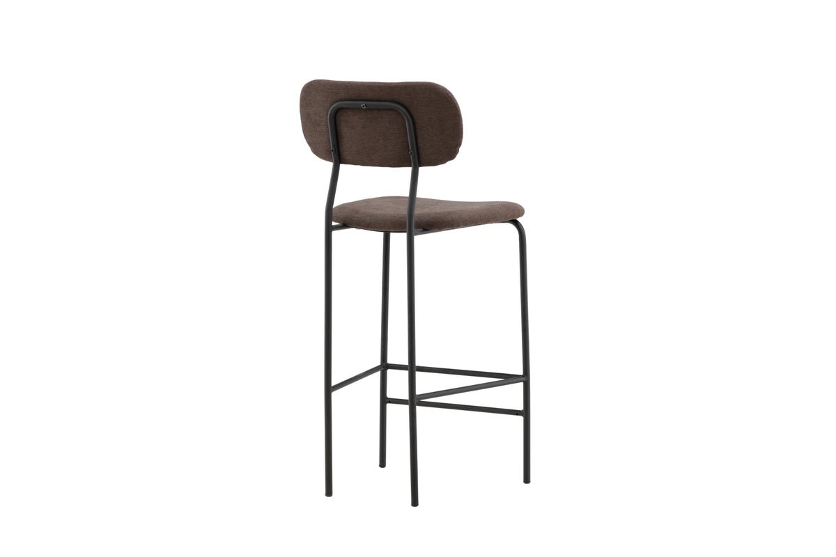 Ensemble de 2 tabourets de bar Leyla noir revêtu avec assise marron