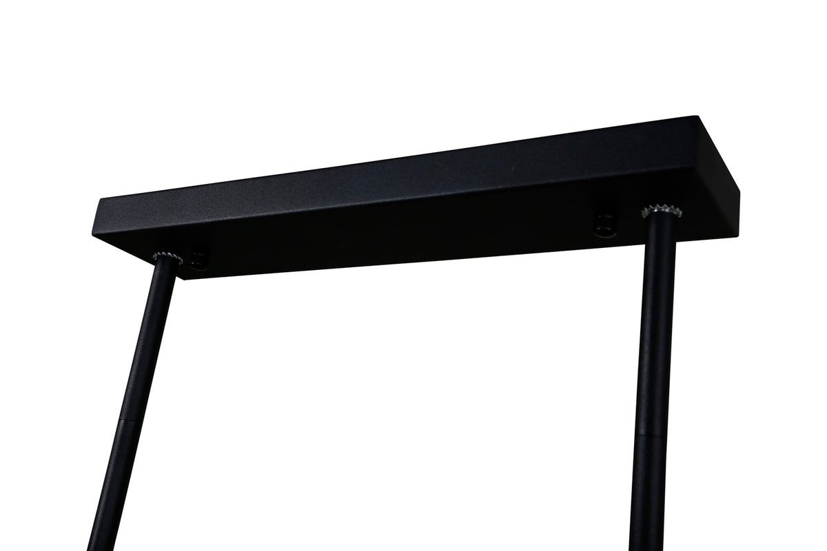 Suspension « Bwindi » – cadre en acier noir avec quatre petites sources lumineuses