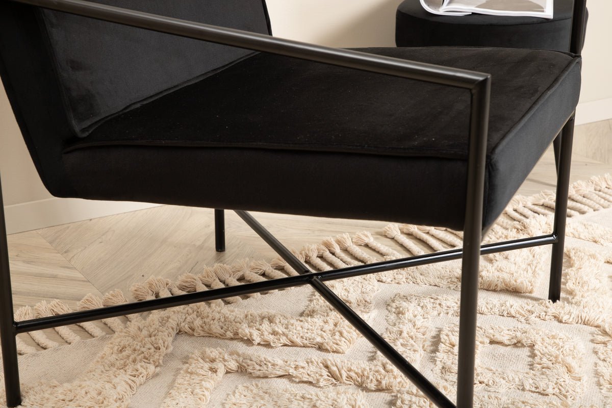 Fauteuil Lorele - Avec revêtement en peluche ou velours