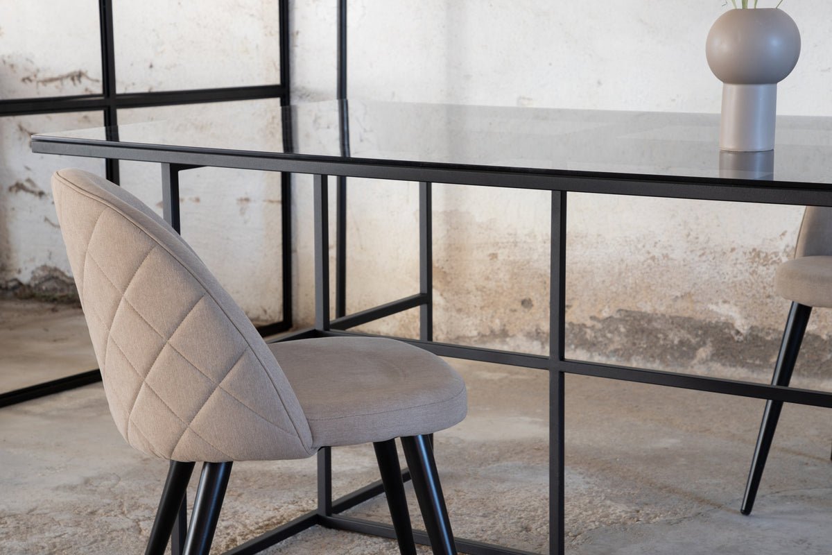 Table à manger Life - table à manger rectangulaire noire en acier et verre