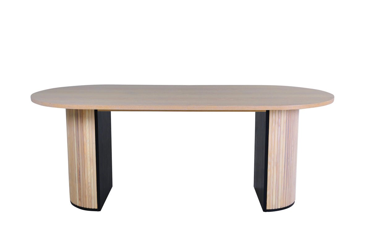Table à manger Moani - avec cadre robuste au design nervuré