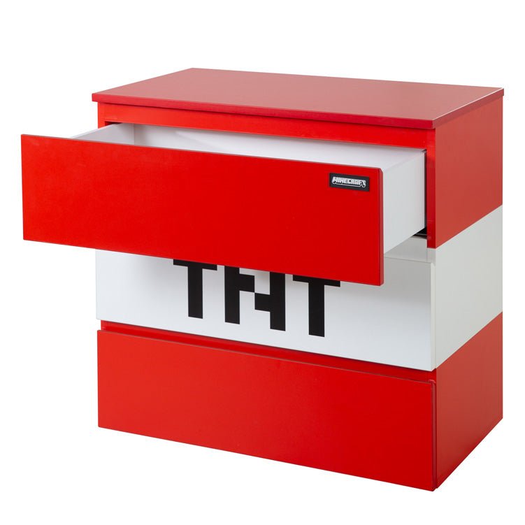 Commode Minecraft « TNT Box » – avec éclairage LED et 3 tiroirs