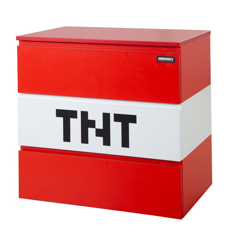 Commode Minecraft « TNT Box » – avec éclairage LED et 3 tiroirs