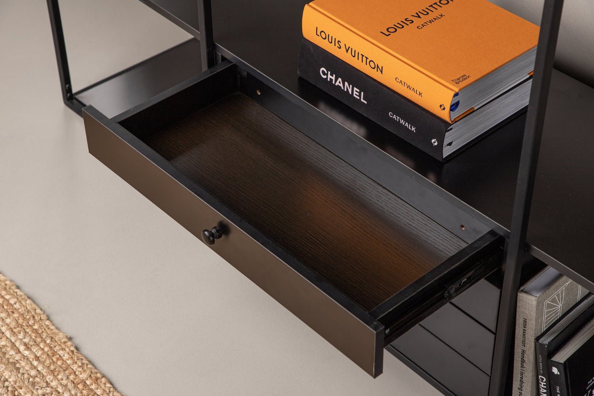 Regal Ravello – 150 cm, Noir, Moderne Industriel Skandi