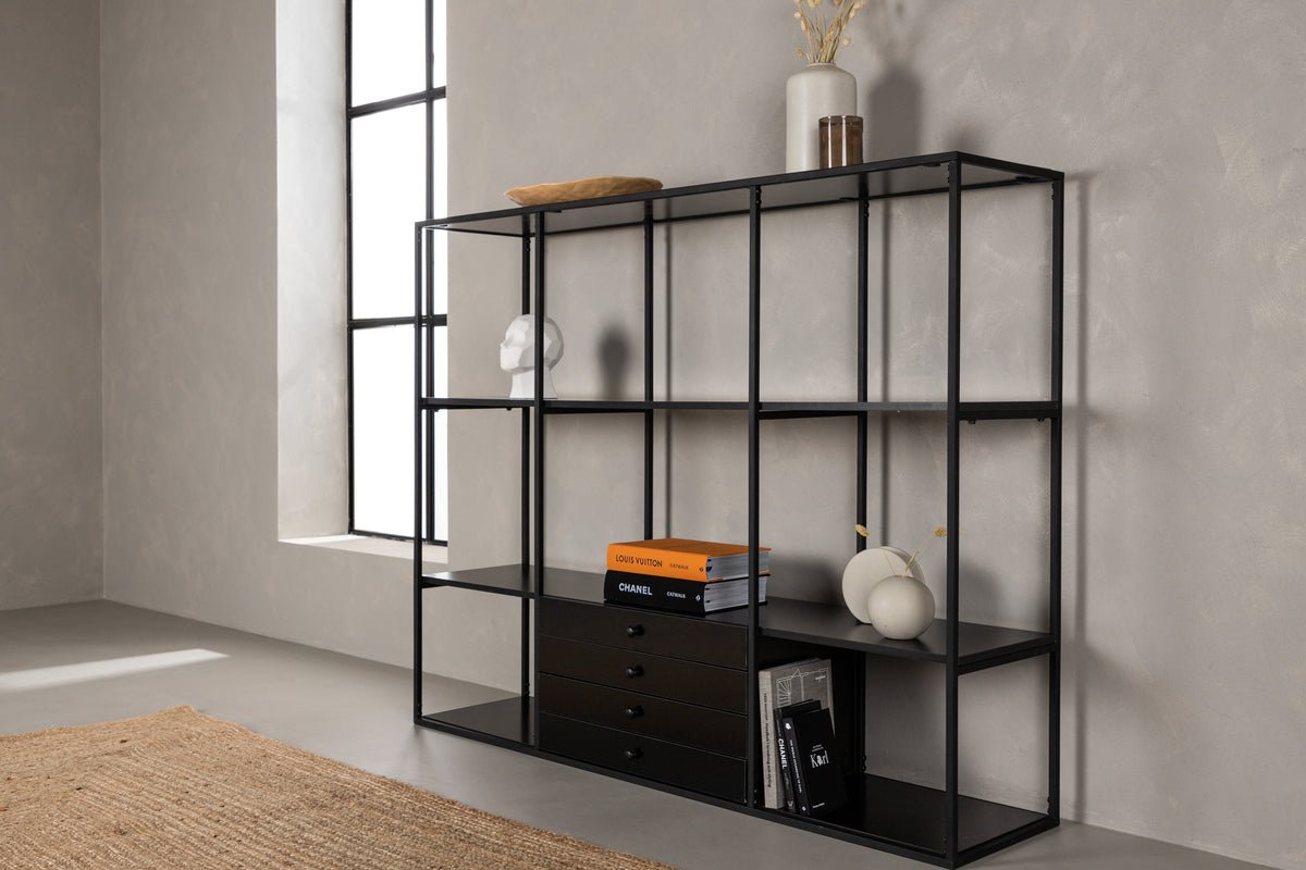 Regal Ravello – 150 cm, Noir, Moderne Industriel Skandi