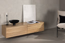 Meuble TV bas Valborg – placage noyer en aspect naturel