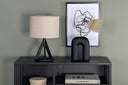 Lampe de table Mavo – Noir avec abat-jour en lin