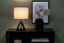 Lampe de table Mavo – Noir avec abat-jour en lin