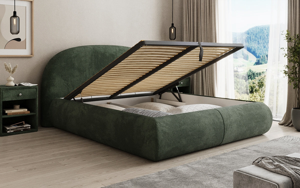Lit rembourré design Loop en Côtelé avec rangement