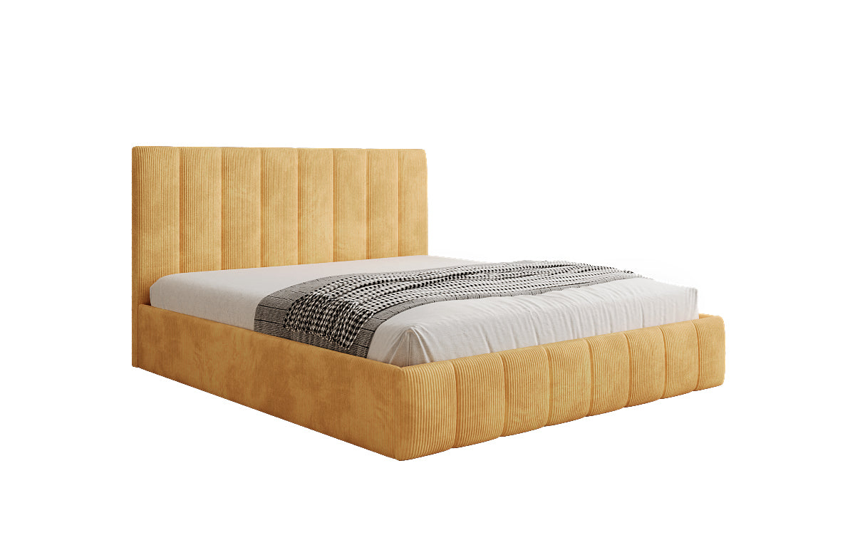 Lit rembourré design Mila en Côtelé avec espace de rangement