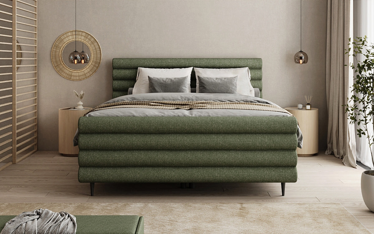 Boxspringbett Tubo in Strukturstoff mit Stauraum