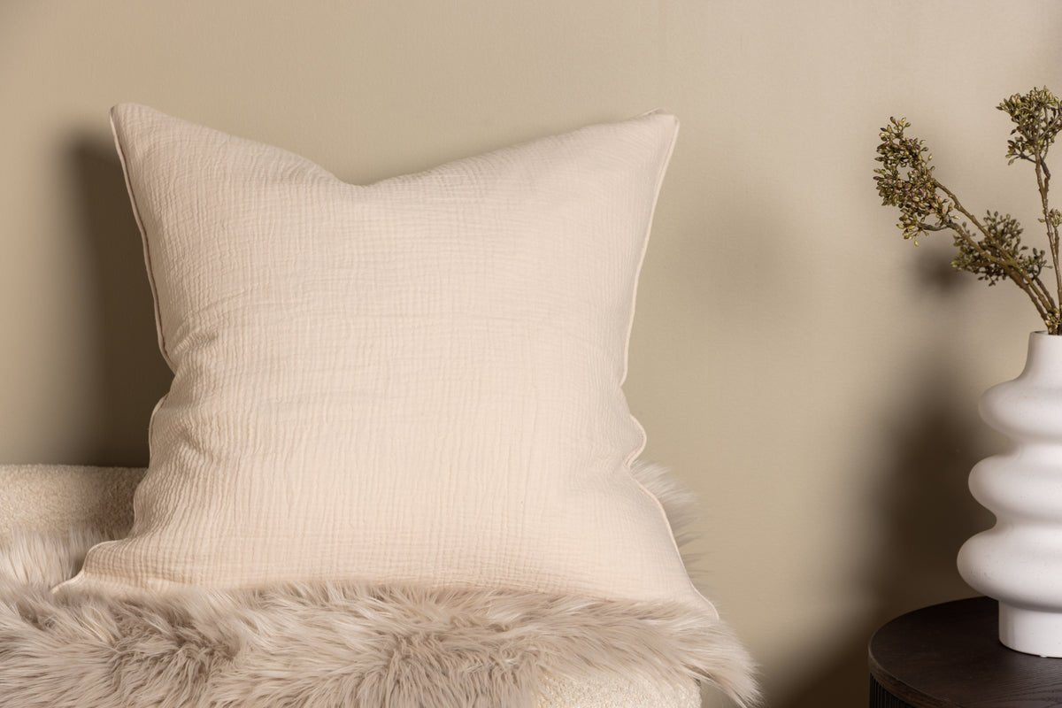 Housse de coussin Moments - 60x60 cm en Beige et Gris en 100% coton