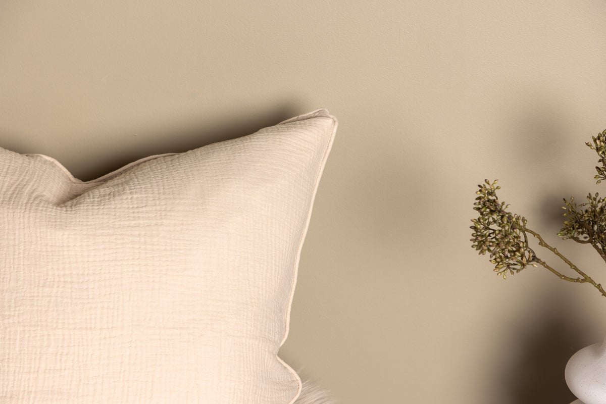 Housse de coussin Moments - 60x60 cm en Beige et Gris en 100% coton