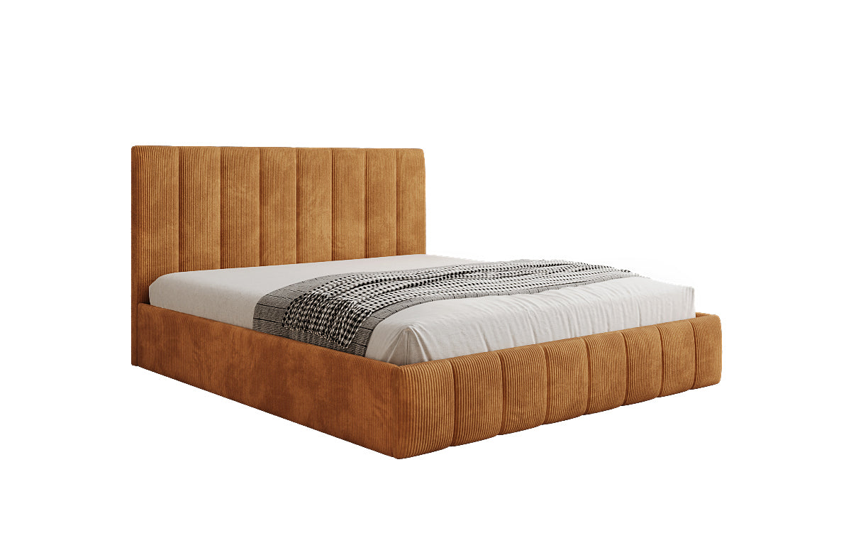 Lit rembourré design Mila en Côtelé avec espace de rangement