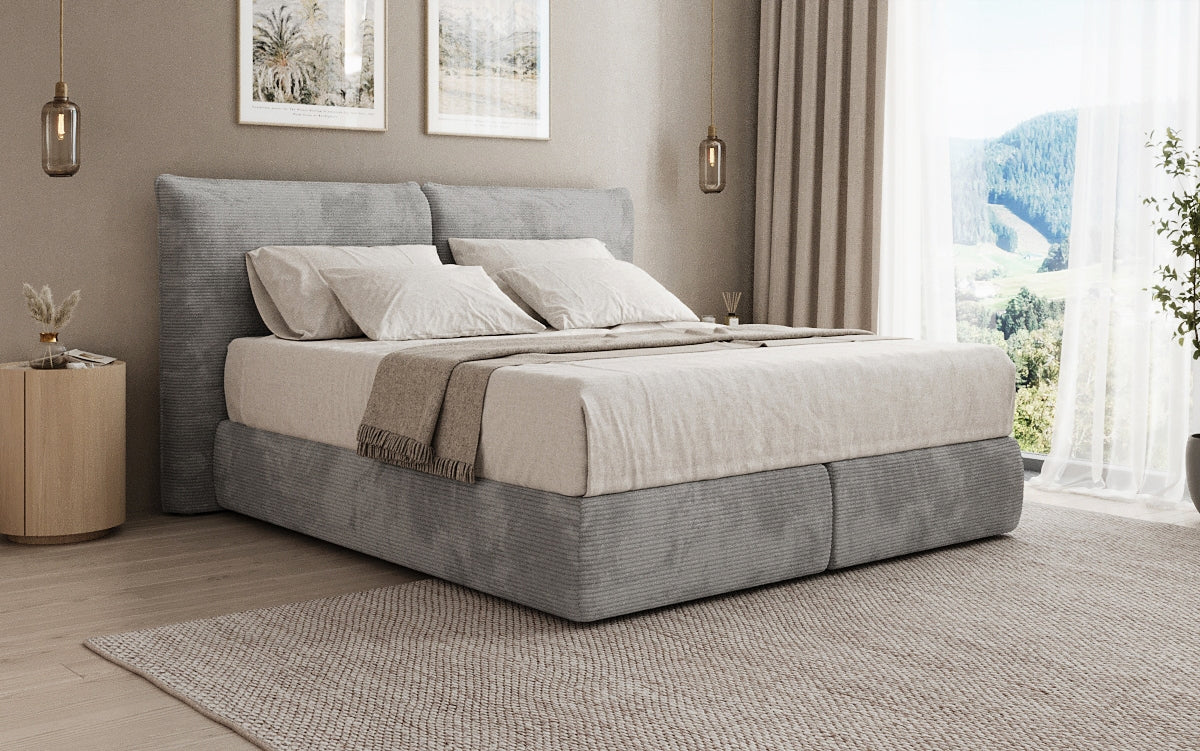 Lit boxspring Pillo en Côtelé