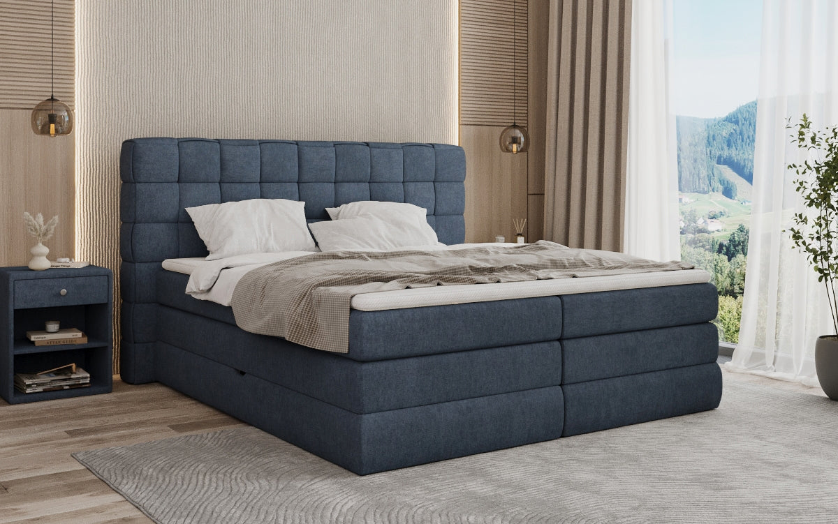 Lit boxspring Trama avec espace de rangement en Tissu