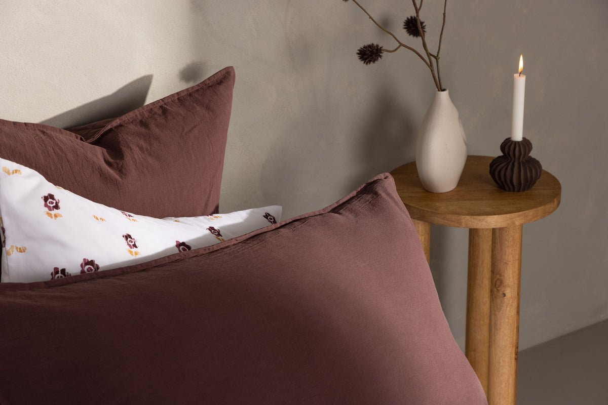 Housse de coussin Hygge - 50x90 cm en Marron, Beige et Blanc en 100% coton