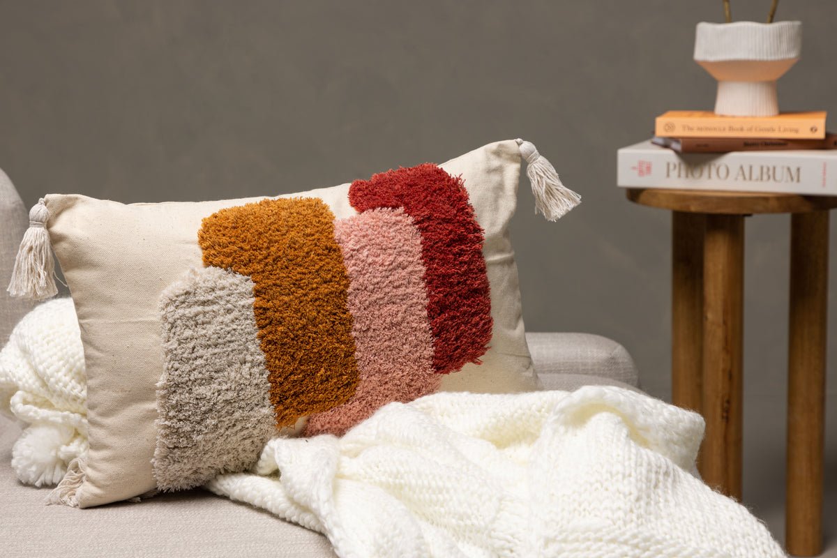 Housse de coussin Vibe - 50x30 cm en Blanc avec motif coloré