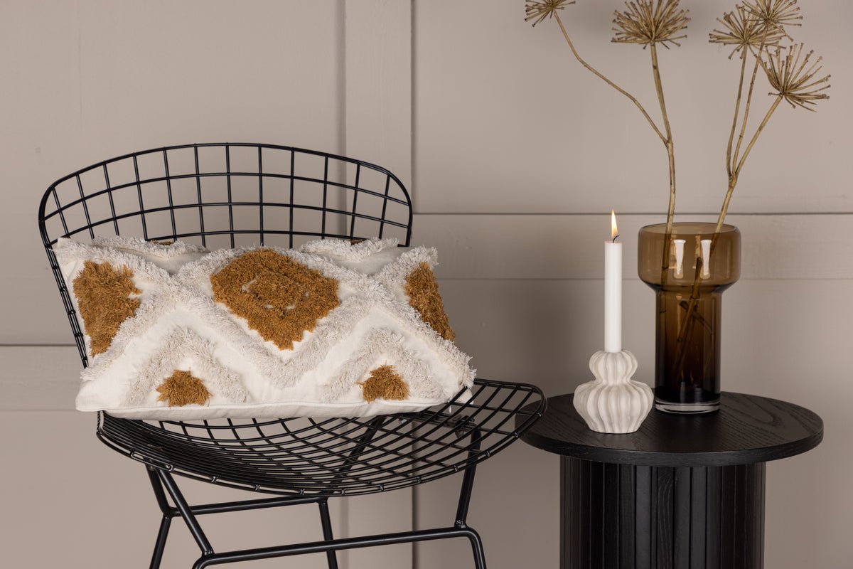 Housse de coussin Cadiz - 50x30 cm avec motif losange brun et blanc