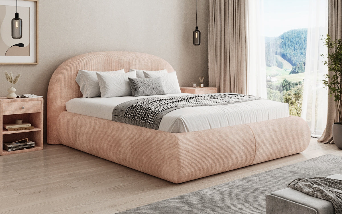 Lit rembourré design Loop en Côtelé avec rangement