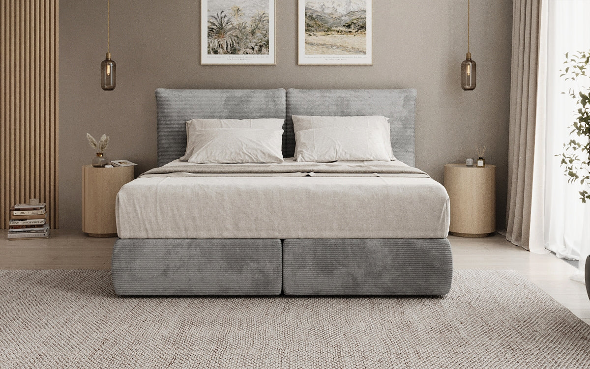 Lit boxspring Pillo en Côtelé