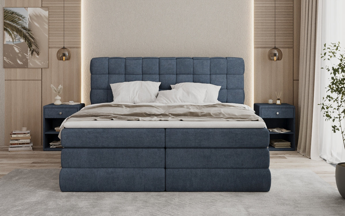 Lit boxspring Trama avec espace de rangement en Tissu