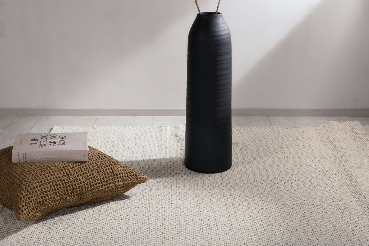 Tapis Helena – rectangulaire en Beige en polyester et coton