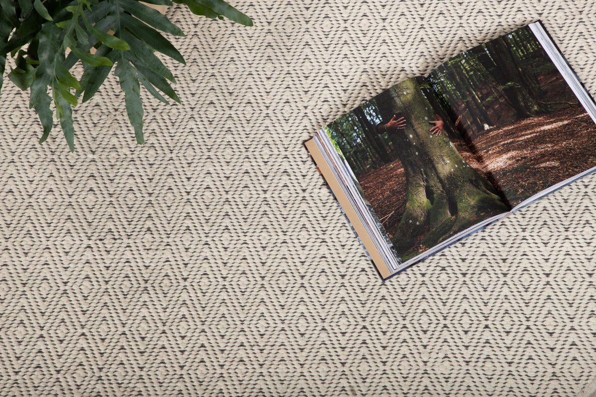 Tapis Naveen – rond en Beige en polyester et coton