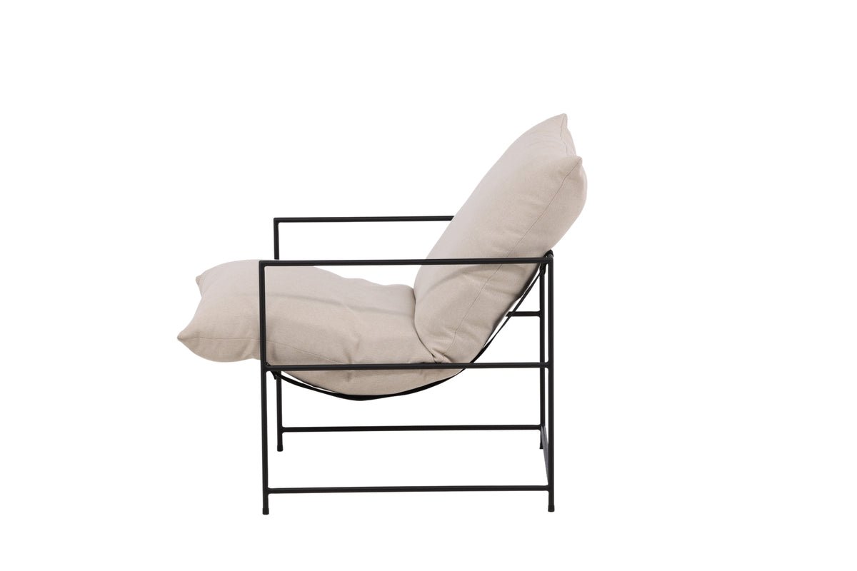 Fauteuil lounge design Sedalia – fauteuil moderne avec accoudoirs en Beige