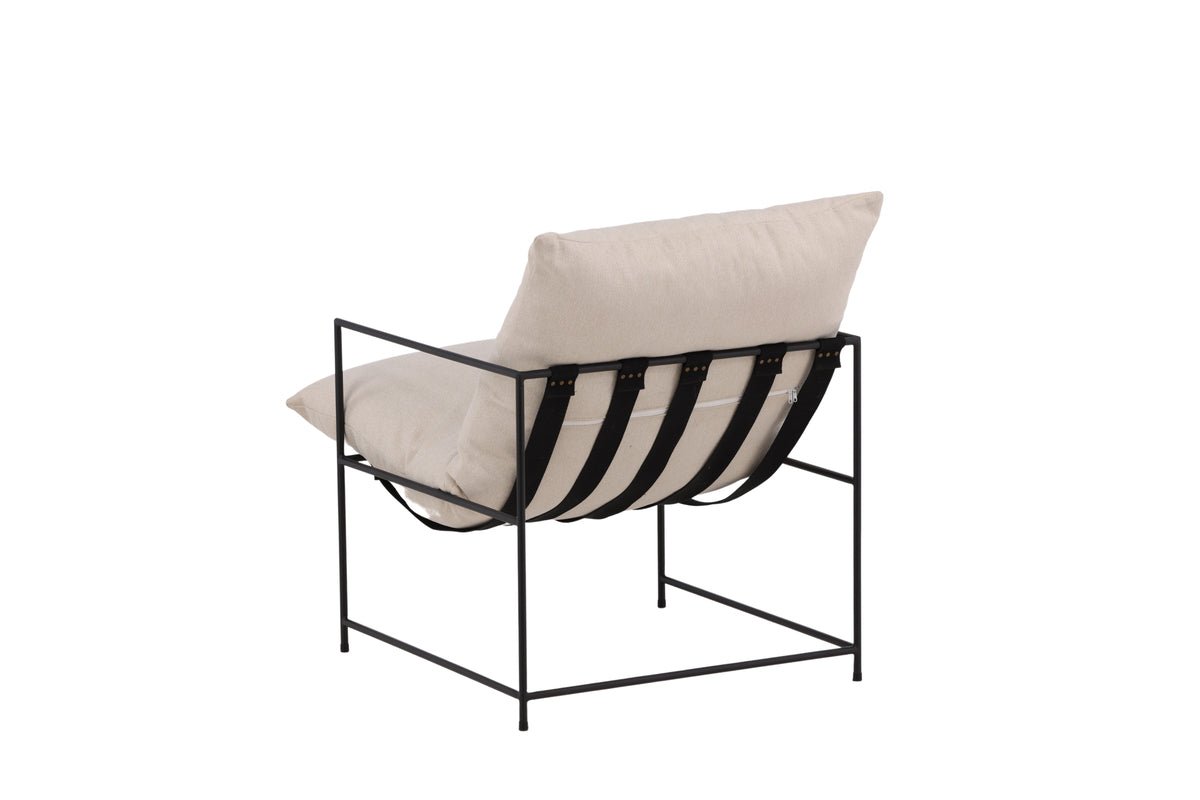 Fauteuil lounge design Sedalia – fauteuil moderne avec accoudoirs en Beige