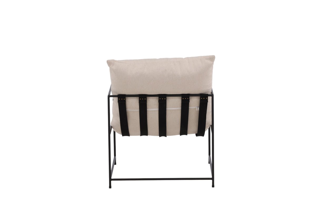 Fauteuil lounge design Sedalia – fauteuil moderne avec accoudoirs en Beige