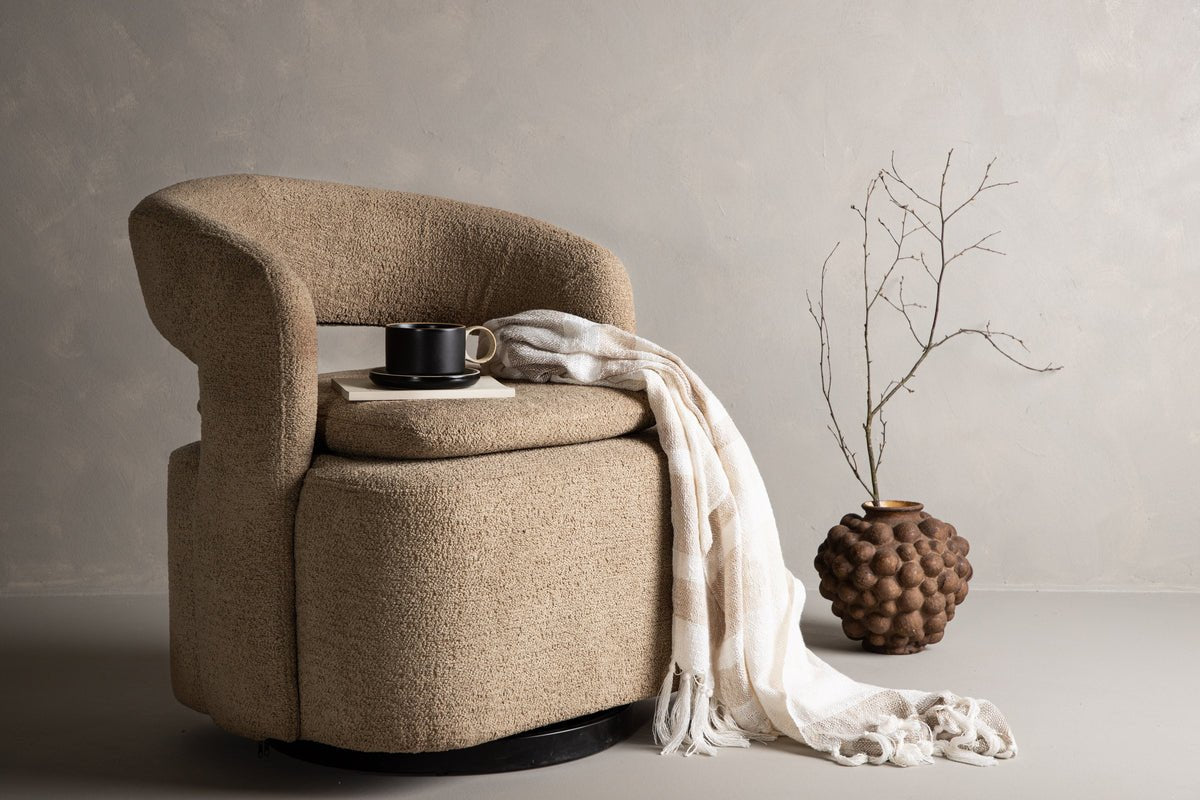 Fauteuil lounge design Velina – fauteuil bouclé moderne en quatre couleurs