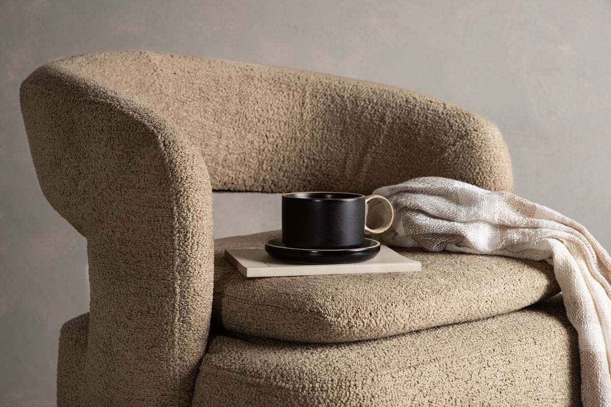 Fauteuil lounge design Velina – fauteuil bouclé moderne en quatre couleurs