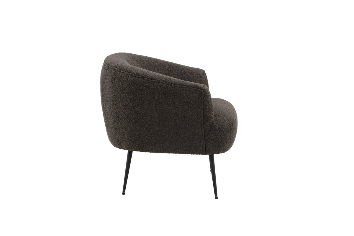 Fauteuil lounge design Maleno – Fauteuil relax en bouclé Anthracite