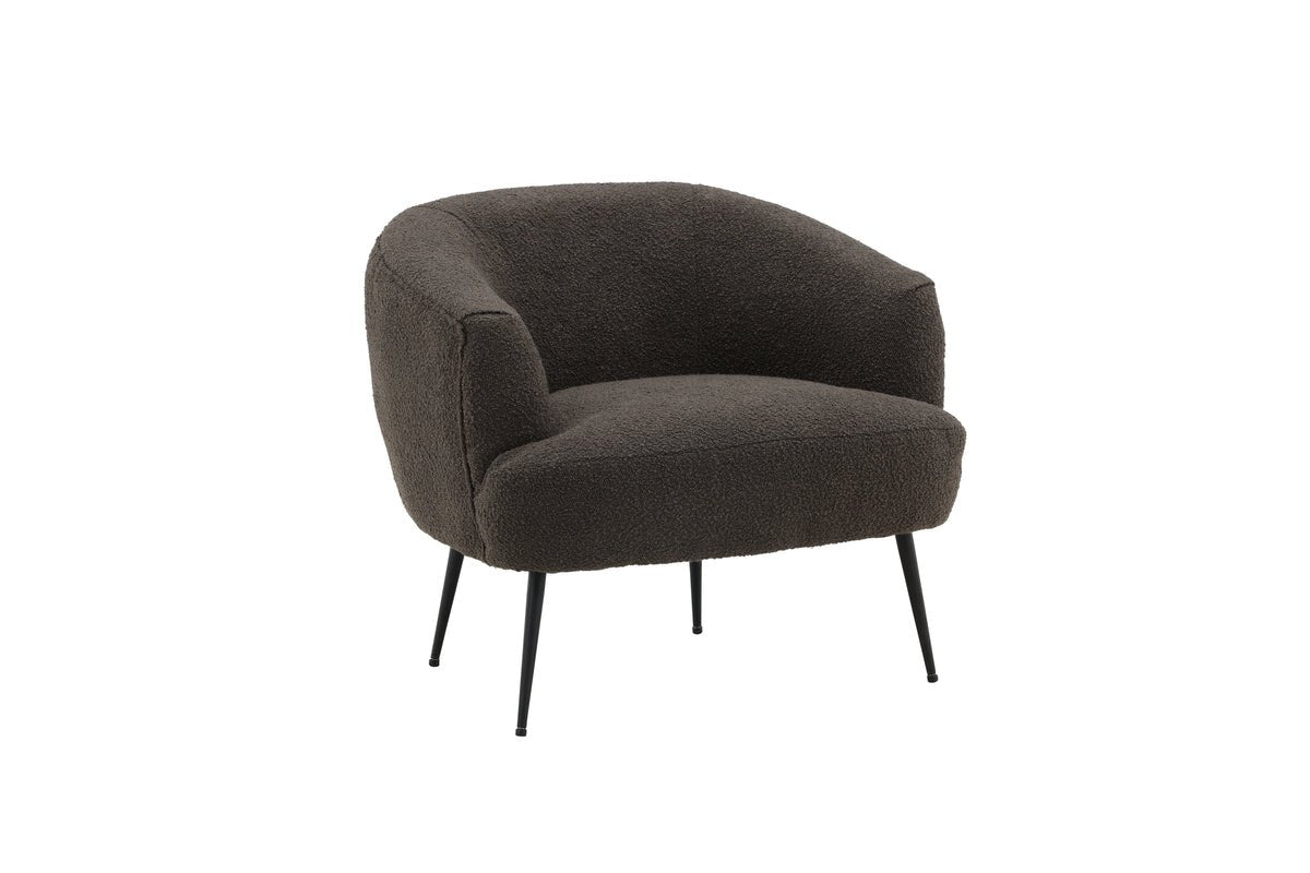 Fauteuil lounge design Maleno – Fauteuil relax en bouclé Anthracite