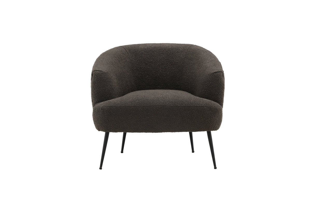 Fauteuil lounge design Maleno – Fauteuil relax en bouclé Anthracite