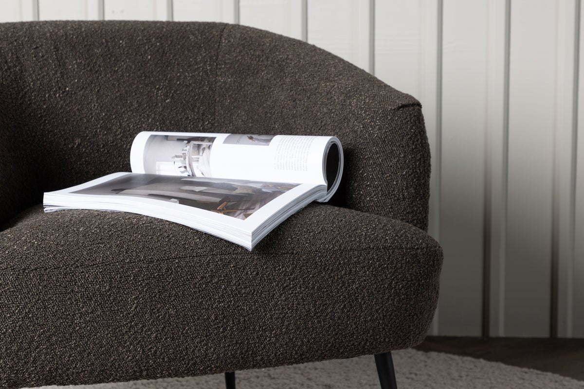 Fauteuil lounge design Maleno – Fauteuil relax en bouclé Anthracite