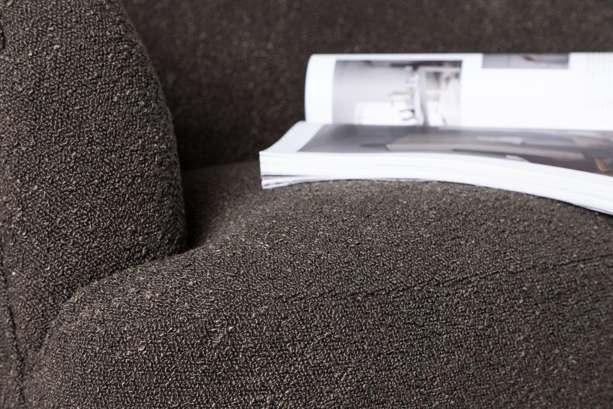 Fauteuil lounge design Maleno – Fauteuil relax en bouclé Anthracite