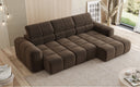 Designer Ecksofa Mia mit elektrischer Sitzerweiterung in Chenille