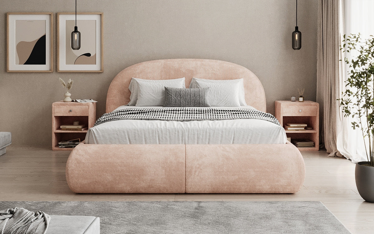 Lit rembourré design Loop en Côtelé avec rangement